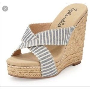 Splendid chambray espadrille wedge sandals